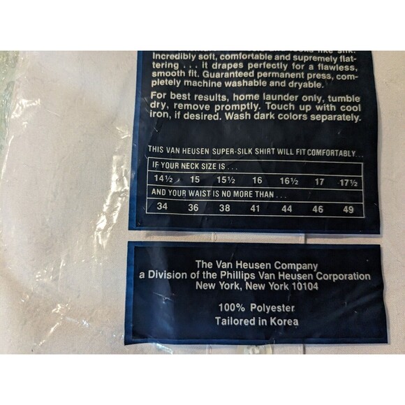 NOS Vintage VAN HEUSEN 16.5 Super Silk Button Up Lt Gray Short Sleeve Shirt M/L - Picture 5 of 5